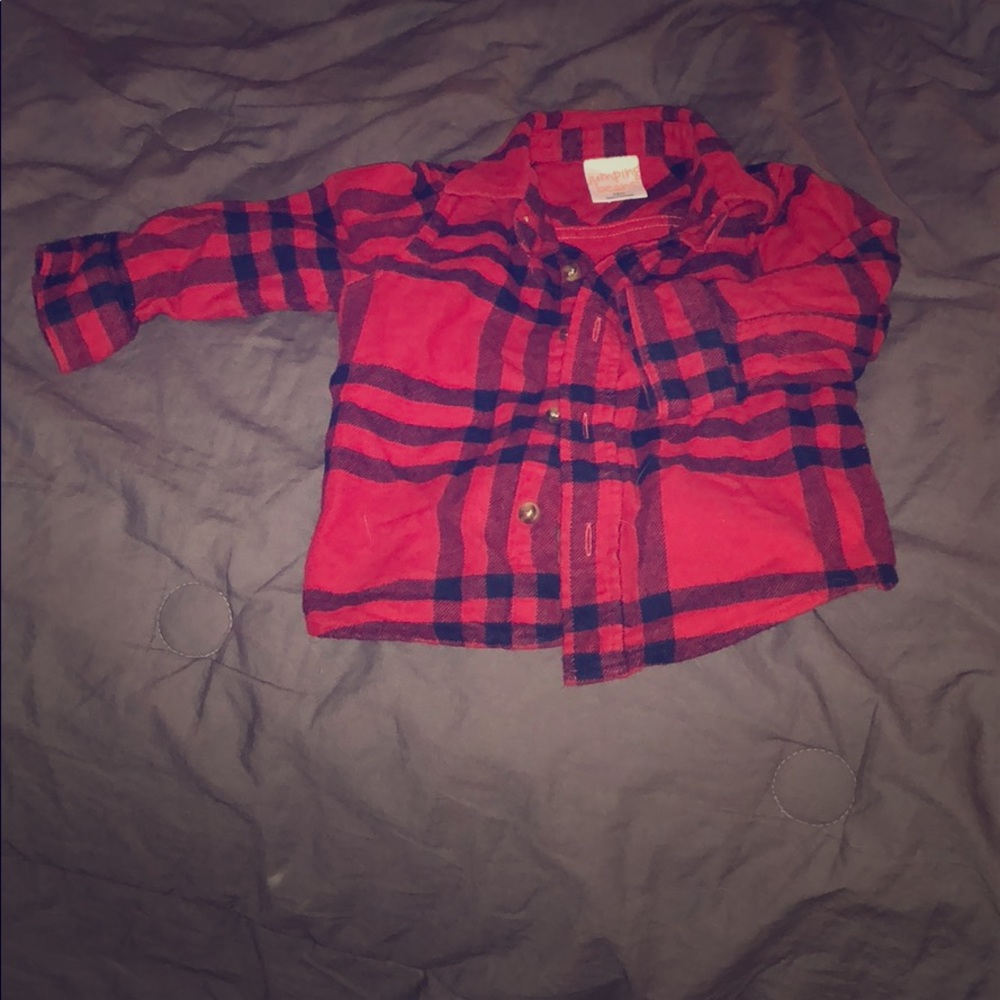 Red and black plaid button down